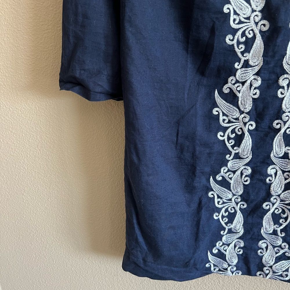 J. Crew Linen Blend Embroidered Shift Dress - Picture 5 of 7